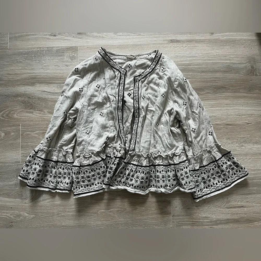 Pilcro Anthropologie Women’s Cropped Eyelet Kimono Boho - Medium/Large - Picture 4 of 11